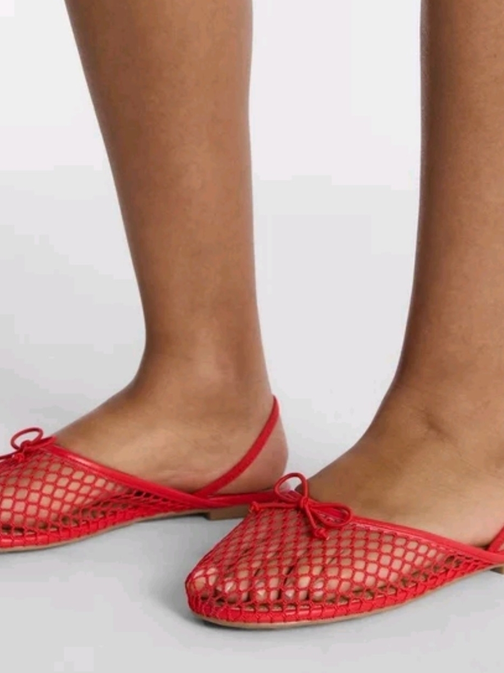 NWT No Boundaries Red Mesh Bow Ballet Flats Slingbacks Summer Shoes Multi-size
